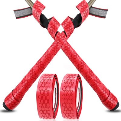 VEASAERS Bat Grip Tape Baseball Softball 2/4 Pack 40 inch 1.75mm Precut and Full Adhesive Back Pro Feel Soft Comfortable Tapes for Old Bats Handles (2 Pcs-Red Hexagon)