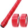 VEASAERS Bat Grip Tape Baseball Softball 2/4 Pack 40 inch 1.75mm Precut and Full Adhesive Back Pro Feel Soft Comfortable Tapes for Old Bats Handles (2 Pcs-Red Hexagon) view 2