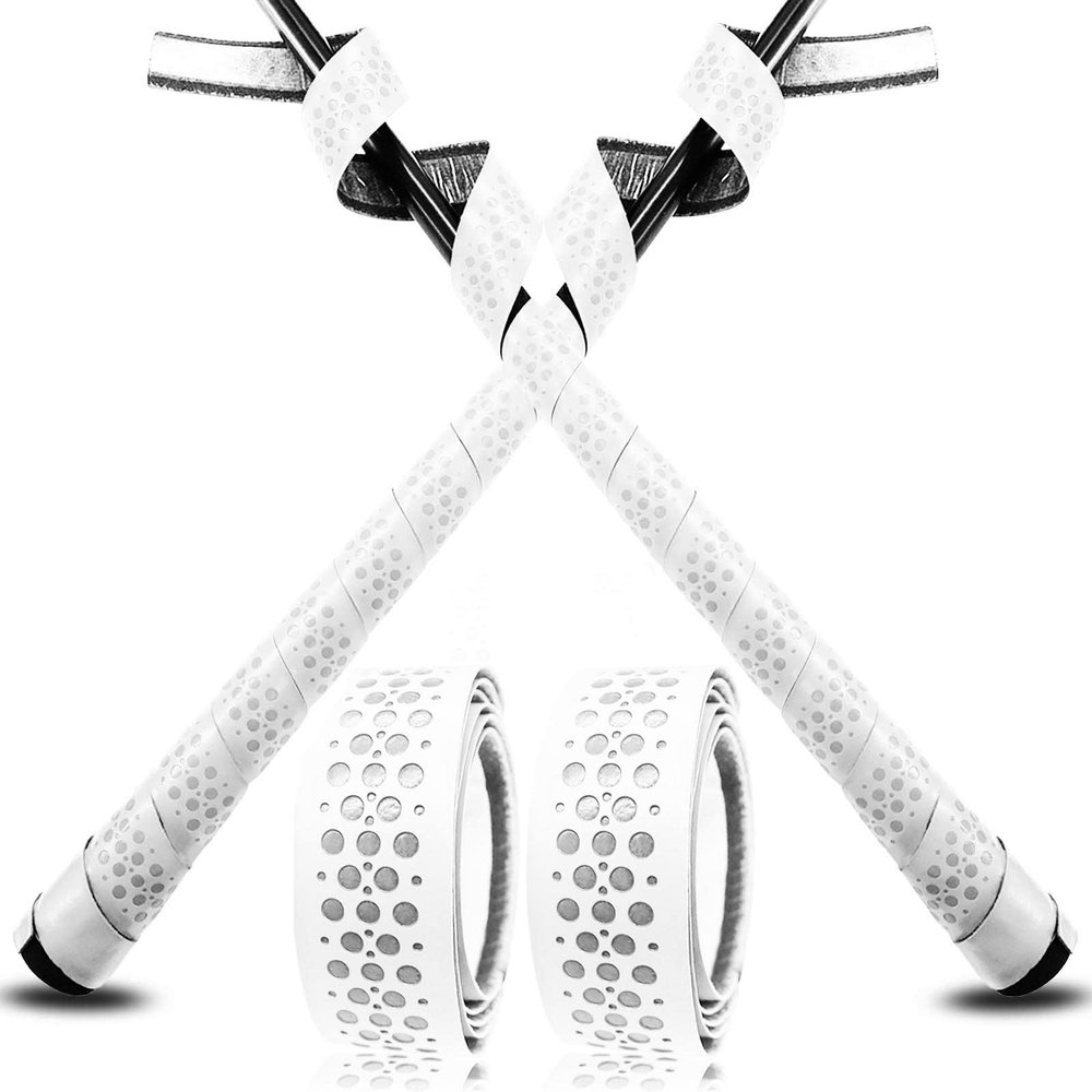 VEASAERS Bat Grip Tape Baseball Softball 2/4 Pack 40 inch 1.75mm Precut and Full Adhesive Back Pro Feel Soft Comfortable Tapes for Old Bats Handles (2 Pcs-White Dot)