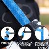 VEASAERS Bat Grip Tape Baseball Softball 2/4 Pack 40 inch 1.75mm Precut and Full Adhesive Back Pro Feel Soft Comfortable Tapes for Old Bats Handles (2 Pcs-Blue Hexagon) view 3