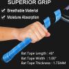 VEASAERS Bat Grip Tape Baseball Softball 2/4 Pack 40 inch 1.75mm Precut and Full Adhesive Back Pro Feel Soft Comfortable Tapes for Old Bats Handles (2 Pcs-Blue Hexagon) view 4
