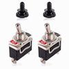 DMWD 2pcs Heavy Duty Rocker Toggle Switch 30A 12VDC / 20A 120VAC SPST 2Pin ON/Off Electric Pull Push Switch Bakelite Housing with Waterproof Boot Cap for Car Truck Boat Marine (Black) view 1