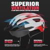 VICTGOAL Bike Helmet for Men Women with Led Light Detachable Magnetic Goggles Removable Sun Visor Mountain & Road Bicycle Helmets Adjustable Size Adult Cycling Helmets (M: 54-58 cm, White) view 3