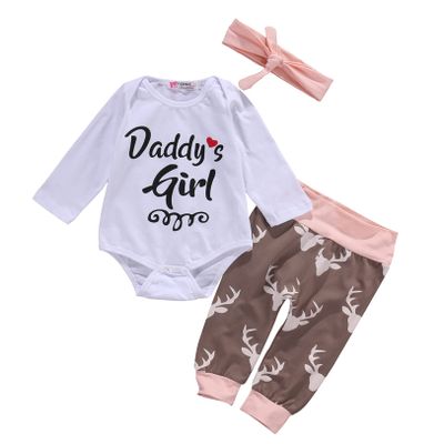Baby Boy Summer Outfit Sets White Long Sleeve Letter Print Romper + Deer Head Print Plaid Pants + Hat (Pink Grey,12-18 Months), ZE1