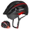 VICTGOAL Bike Helmet for Men Women with Led Light Detachable Magnetic Goggles Removable Sun Visor Mountain & Road Bicycle Helmets Adjustable Size Adult Cycling Helmets (M: 54-58 cm, Black Red) view 1