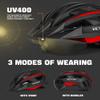 VICTGOAL Bike Helmet for Men Women with Led Light Detachable Magnetic Goggles Removable Sun Visor Mountain & Road Bicycle Helmets Adjustable Size Adult Cycling Helmets (M: 54-58 cm, Black Red) view 2