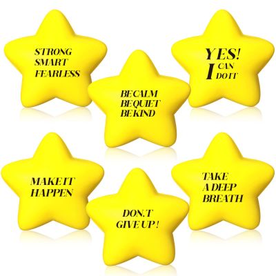 Chalyna 30 Pieces Motivational Star Stress Ball Quote Relief , 2.2 Inch PU Foam Stress Toys Bulk Sensory Star Toy Gifts for Kids Teens Adults Relieve Anxiety Party Supplies(Yellow)