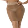 Loloda Womens Sheer Mesh Lace Patchwor Pencil Skirt Elastic Waist Stretch Bodycon Midi Skirt Coffee One Size view 1