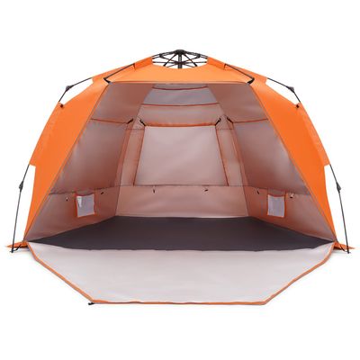SweetBin Pop Up Beach Tent, Portable Beach Folding Sun Shade Shelter, UPF 50+ Protection, Easy Setup and Carry, Double Silver Coating with 3 Ventilation Window, Large Size Perfect for Family 4 People