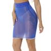 Moily Womens Shimmery Oily Bright High Waist Stocking Skirt Sheer Mesh Bodycon Skirt Miniskirt Blue One Size view 3