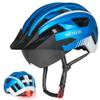 VICTGOAL Bike Helmet for Men Women with Led Light Detachable Magnetic Goggles Removable Sun Visor Mountain & Road Bicycle Helmets Adjustable Size Adult Cycling Helmets (XL: 59-63 cm, Metal Blue) view 1