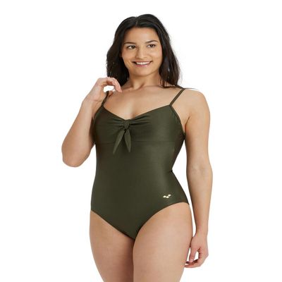 ARENA U Back Solid Women's Fashion One Piece Swimsuit - Stylish Women's Bathing Suit for Beach and Pool - Cute, Full Front Coverage, and Ideal for Women's Athletic Swimwear,Dark Olive