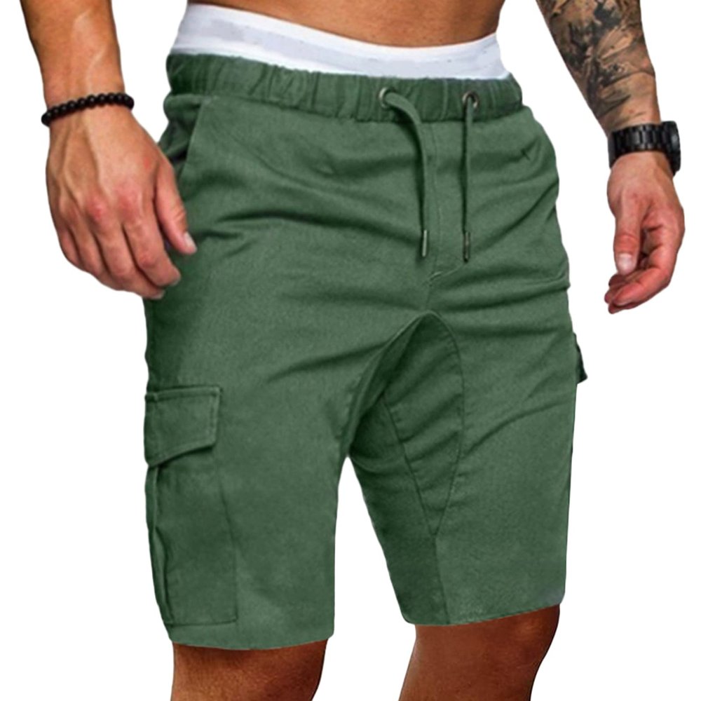 Maiyifu-GJ Men Elastic Waist Outdoor Cargo Shorts Drawstring Relaxed Workout Short Lightweight Multi Pockets Short Pants (Armygreen,XX-Large)