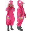 Kids Toddler Rain Suit for boys girls One Piece Hoodie Zipper Cute Cartoon Owl Waterproof Rain Jacket 1-3 years S Size view 1