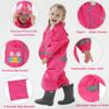 Kids Toddler Rain Suit for boys girls One Piece Hoodie Zipper Cute Cartoon Owl Waterproof Rain Jacket 1-3 years S Size view 3
