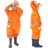 Kids Toddler Rain Suit for boys girls One Piece Hoodie Zipper Cute Cartoon Tiger Waterproof Rain Jacket 1-3 years S Size view 1