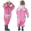 Fewlby Kids Toddler Rain Suit for boys girls One Piece Hoodie Zipper Cute Cartoon Monkey Waterproof Rain Jacket 8-10 years XXL Size view 1