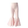 IMEKIS Toddler Baby Girl Bell Bottoms for Kids Ruffle Leggings Long Flare Pants Cotton High Waist Solid Color Tights Jeans Fall Winter Outfit Workout Yoga Gymnastics Dance Casual Trousers Pink 5-6X view 1