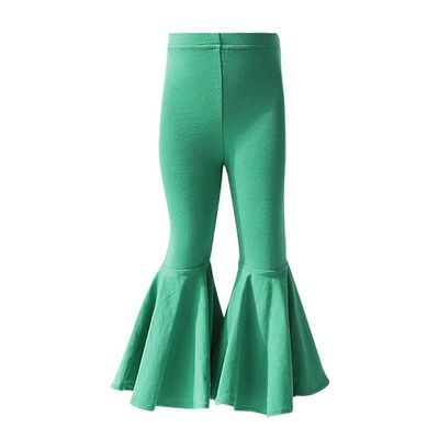 IMEKIS Toddler Baby Girl Bell Bottoms for Kids Ruffle Leggings Long Flare Pants Cotton High Waist Solid Color Tights Jeans Fall Winter Outfit Workout Yoga Gymnastics Dance Casual Trousers Green 4-5T