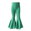 IMEKIS Toddler Baby Girl Bell Bottoms for Kids Ruffle Leggings Long Flare Pants Cotton High Waist Solid Color Tights Jeans Fall Winter Outfit Workout Yoga Gymnastics Dance Casual Trousers Green 4-5T view 1