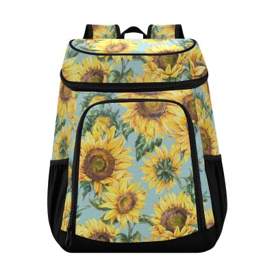 ALAZA Sunflower Wildflowers Cooler Backpack Reusable Insulated Lunch Bag with Adjustable Shoulder Strap for Women Men Picnic Work College Hiking Camping Office Beach