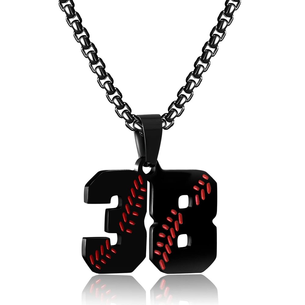 HSWYFCJY Personalized Jersey Number Necklace for Men, Athletes - Stainless Steel Pendant Baseball Gifts