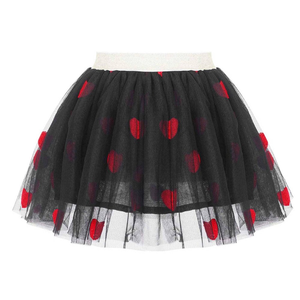 CHICTRY Little Kids Girls Ballet Tutu Princess Tulle Skirt Embroidery with Heart Cherry Pineapple Heart&Black 1-2 Years