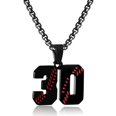 HSWYFCJY Personalized Baseball Necklace for Men, Athletes Jersey Number 30 Stainless Steel Team Charm Pendant Gifts
