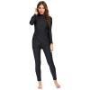 Muslim Swimsuits for Women Burkini Full Cover Conservative Modest Swimwear Long Sleeve Floral Print Built-in Bra Swimming Tops+ Swimming Pants+Hijab Islamic Clothes Rash Guard Bathing Suit 2#Black S view 2