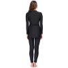Muslim Swimsuits for Women Burkini Full Cover Conservative Modest Swimwear Long Sleeve Floral Print Built-in Bra Swimming Tops+ Swimming Pants+Hijab Islamic Clothes Rash Guard Bathing Suit 2#Black S view 3