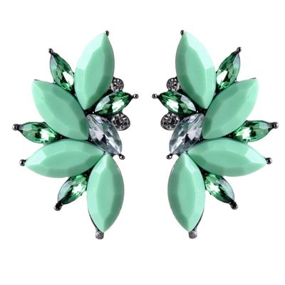 Vintage Design Crystal Earrings Women Statement Stud Earrings Women Earrings Jewelry(Mint Green