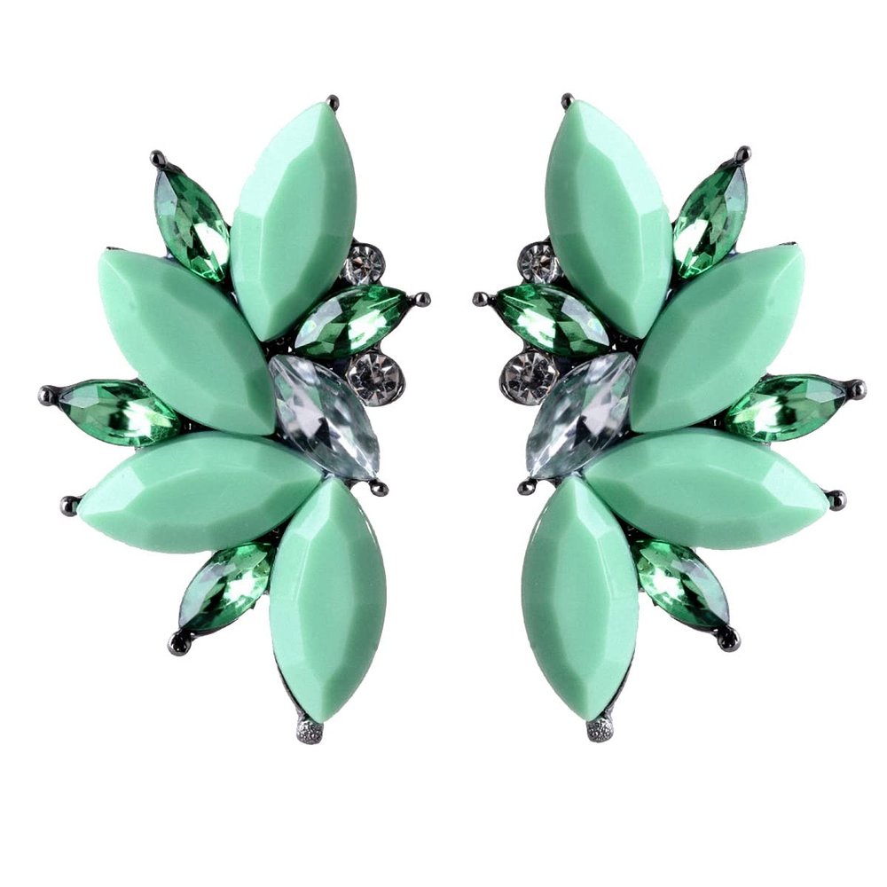 Vintage Design Crystal Earrings Women Statement Stud Earrings Women Earrings Jewelry(Mint Green