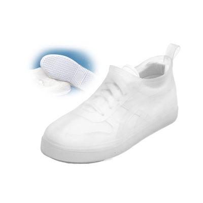 YXYECEIPENO Waterproof Rain Boot Cover Non-Slip Silicone Rain Boot Cover, Reusable with Reinforced Sole for Rainy and Snowy Weather for Men and Women (Color : White, Size : Medium (24.8cm))