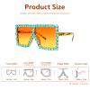 ailov Oversized Trendy Bling Crystal Sunglasses for Men Women Party Favors Rhinestone Rectangle Glasses (Yellow Leopard/Blue Rhinestones) view 3