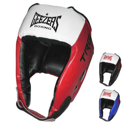 Geezers Boxing Junior TRG Training Open Face Head Guard for Boxing, MMA Sparring, PU Material Headgear (XX-Small, Red)