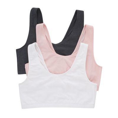 Hanes womens Comfortflex Fit Bralette Pack, Stretch Cotton Low-impact Bra, Moisture-wicking Cotton Bralette, 3-pa Bra, 3-pack - Scoop Crop Moon Sky Heather/Vintage Pink/White, X-Small US