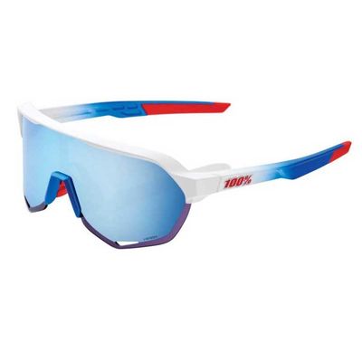 100% S2 Sport Performance Cycling Sunglasses (TotalEnergies Team Matte White/Metallic Blue - HiPER Blue Multilayer Mirror Lens)