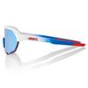 100% S2 Sport Performance Cycling Sunglasses (TotalEnergies Team Matte White/Metallic Blue - HiPER Blue Multilayer Mirror Lens) view 3
