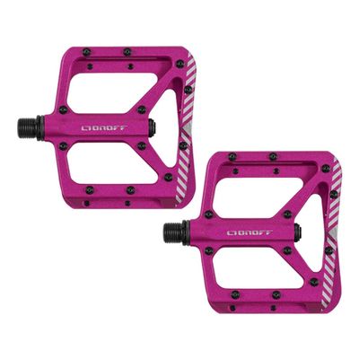 ONOFF Shield V2 Bike Pedals for MTB, Downhill, Enduro, Freeride, All Mountain | Lightweight w/Mud Shedding Features | Durable CNC Construction from 6061 Aluminium, Fuchsia