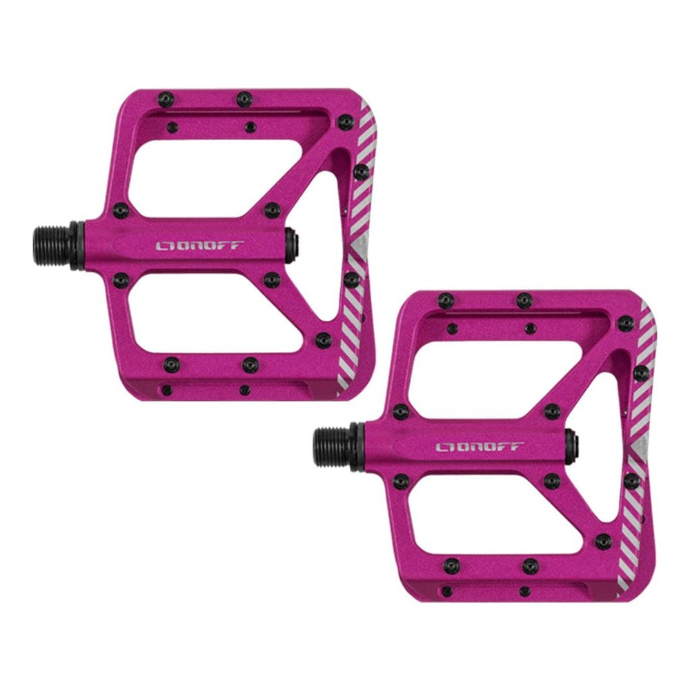 ONOFF Shield V2 Bike Pedals for MTB, Downhill, Enduro, Freeride, All Mountain | Lightweight w/Mud Shedding Features | Durable CNC Construction from 6061 Aluminium, Fuchsia