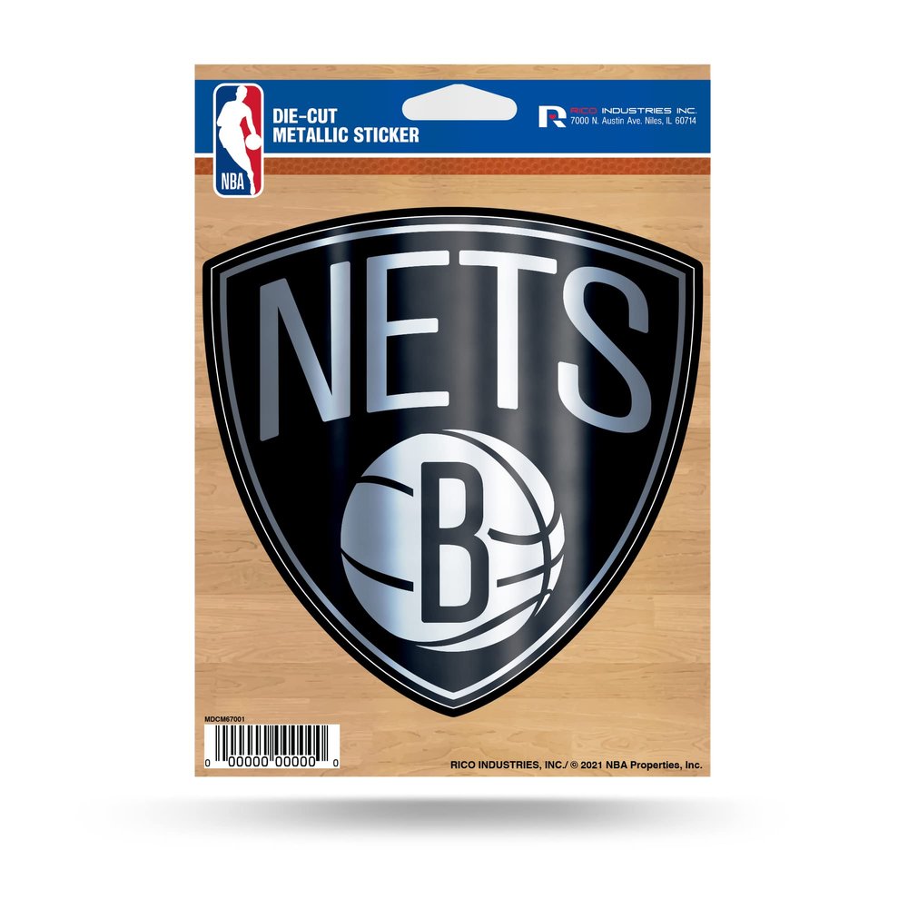 NBA Rico Industries Brooklyn Nets Die Cut Metallic Sticker 5" x 7" Metallic Die-Cut Decal