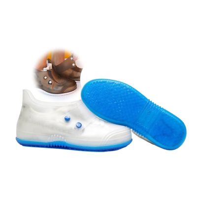 YXYECEIPENO Thick Sole Rain Boot Cover Shoe Covers are Reusable Small Size and Foldable Great for Outdoor, Camping, Hiking, Fishing, Traveling (Color : Blue, Size : Large (26cm))
