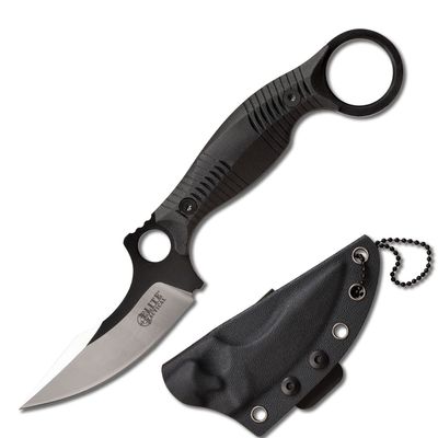 Elite Tactical -Fixed Blade Knife - ROUT - Reverse Hawkbill Blade with Black G10 Handle, Full Tang Construction, Kydex Sheath w/Multi-Position Clip and Breakaway Chain, EDC, Tactical, ET-FIX007BK