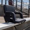 BizChair Black Portable Lightweight Reclining Stadium Chair with Armrests, Padded Back & Seat with Dual Storage Pockets and Backpack Straps view 1