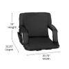 BizChair Set of 2 Black Portable Lightweight Reclining Stadium Chairs with Armrests, Padded Back & Seat - Storage Pockets & Backpack Straps view 2