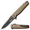 Elite Tactical - Pocket Folding Knife - READINESS - Drop Point Fine Edge Blade with Tan Nylon Fiber Handle, Reversible Pocket Clip, EDC, ET-A001TN