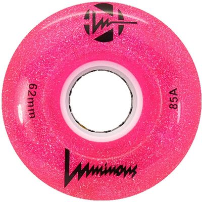 Luminous Wheels LED Quad Roller Skate Outdoor Wheels (4 Pack, Glitter Pink, 62mm x 30mm/85A)