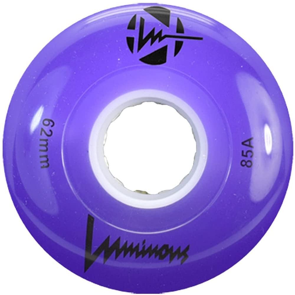 Luminous LED Quad Roller Skate Outdoor Wheels (4 Pack, Purple, 62mm x 30mm/85A)