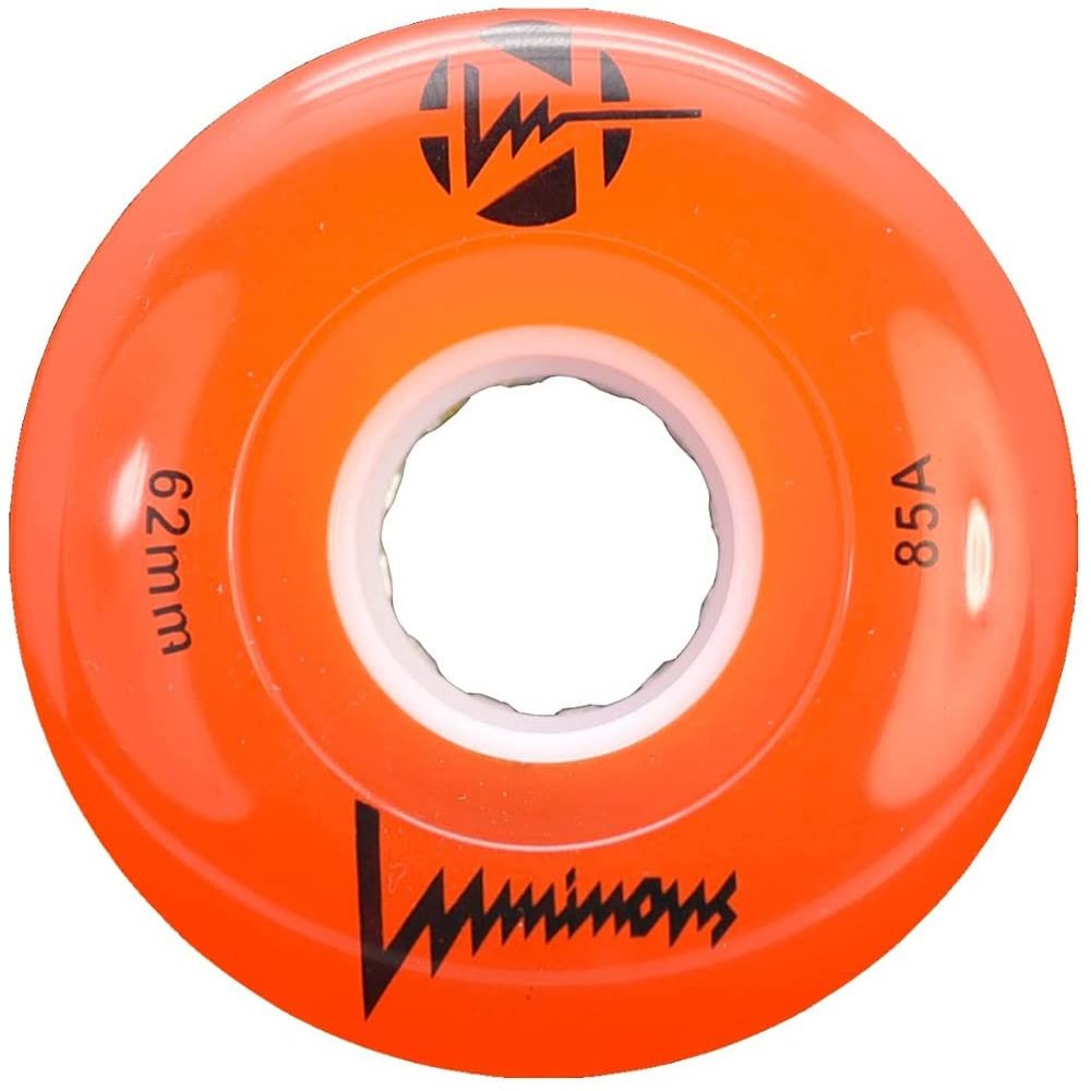Luminous LED Quad Roller Skate Outdoor Wheels (4 Pack, Orange, 62mm x 30mm/85A)