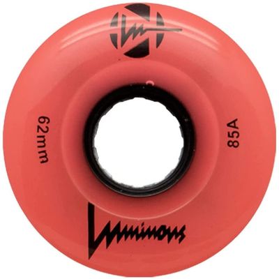 Luminous LED Quad Roller Skate Outdoor Wheels (4 Pack, Coral Glow, 62mm x 30mm/85A)